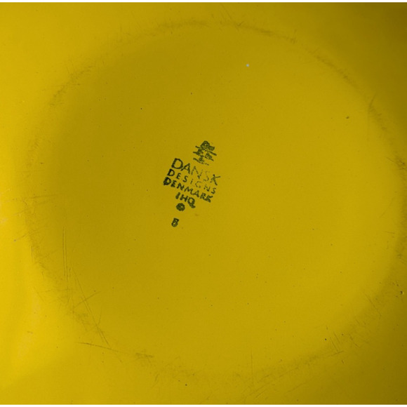 Vtg Dansk Designs Kobenstyle Yellow Enamel Steel Paella Round Pan 13" 1960s - Picture 5 of 16